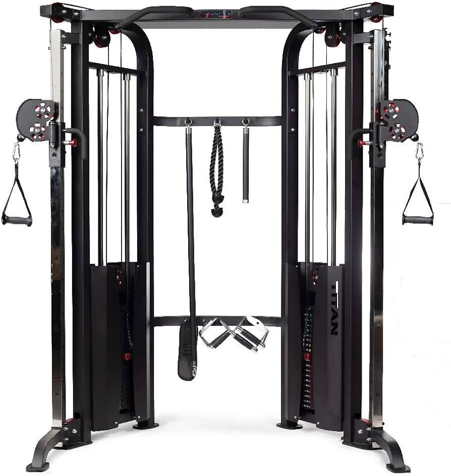 Titan Fitness Functional Trainer, Double Stack 200 LB 2:1 Cable Pull Station Trainer | Amazon (US)
