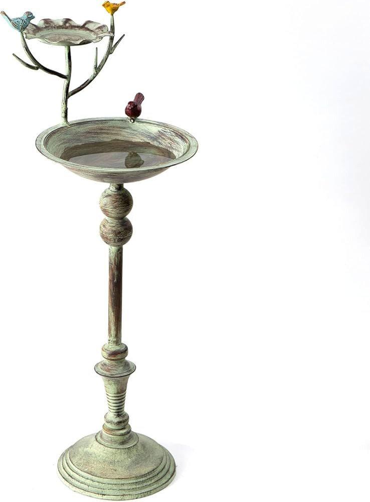 25" Iron Bird Baths for Outdoors, Bird Bath & Feeder with Stand for Lawn Yard Garden, Distressed ... | Amazon (US)