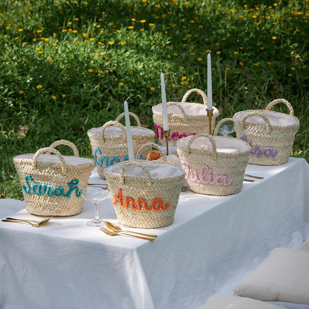 Personalised Straw Bag • Bridesmaid Beach Bag • Wedding Gifts • Bridesmaid Gift Basket • ... | Etsy (US)