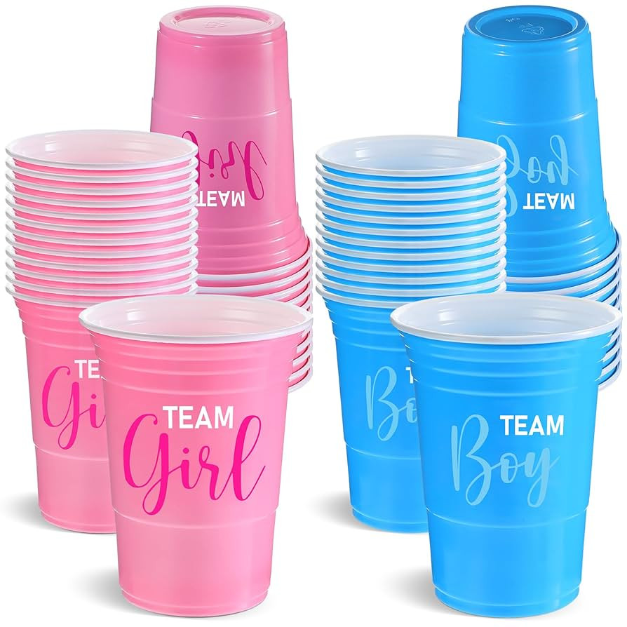 Norme 48 Pcs Gender Reveal Plastic Cups Team Boy Team Girl Disposable Blue Pink Plastic Cups Gend... | Amazon (US)