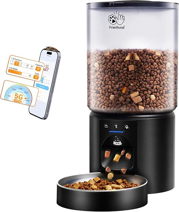 Automatic Cat Feeder with 5G WiFi : 5L Automatic Dog Feeder with Sealed Outlet, Timed Auto Cat Fo... | Amazon (US)