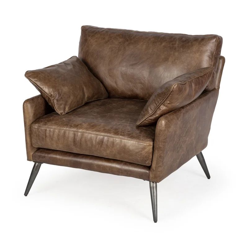Emily 34.5'' Wide Genuine Leather Top Grain Leather Club Chair | Wayfair North America