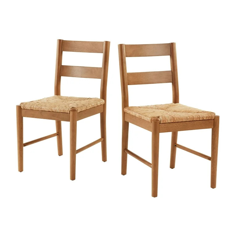 My Texas House Laurel Dining Chairs with Woven Seagrass Seat, Warm Brown, 2 Pack | Walmart (US)