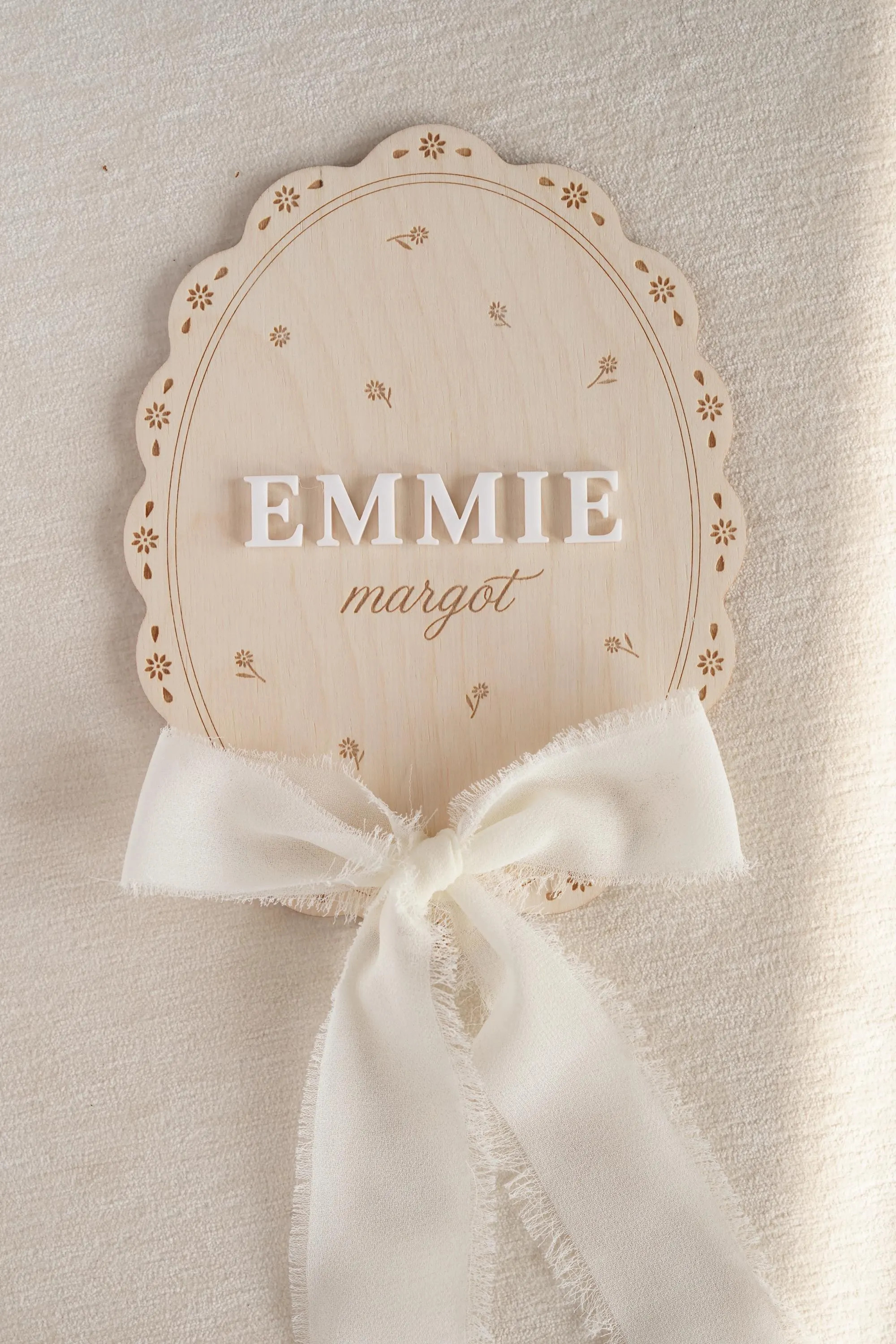 Baby Girl Name Sign for Hospital: Vintage Lace Name Announcement with Ribbon | Etsy (Global)