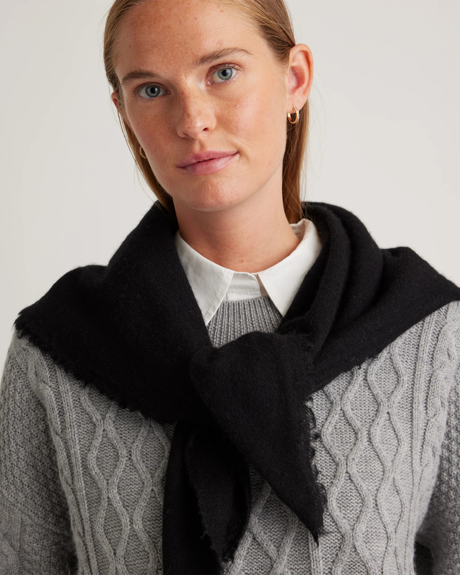 Quince | Women's Mongolian Cashmere Square Scarf in Light Heather Grey | Quince