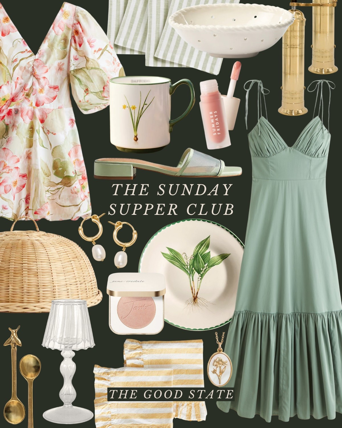 The Sunday Supper Club👒 To the ladies who find beauty in the fragrance of fresh basil, the crunch of homemade bread and the vibrant colors of ingredients spread across the counter. To the ones who romanticize every chop on the cutting board and every dance of the sunlight through their kitchen window. For those who come alive the longer they linger around a candle-lit table with loved ones. For the ladies who are looking for a reason to set a pretty table filled with flowers and for those who are looking forward to *finallllly* wear their new Spring dress. This collection is for you🤍

The good state, Lauren England, dinner party, hosting, under $50, Anthro, Anthropologie, dolce vita, spring fashion, spring ootd, maxi dress, Abercrombie and Fitch, wedding guest dress, empire waist dress, white dress. J crew, j crew factory, pretty, spring fashion, vacation outfit, ootd, sandals, tuckernuck, Easter outfit, kitchen, entertaining, home decor, Amazon home, Amazon finds, stripe dress, masters outfit, green dress, blue dress, McGee and co, shea McGee, quince, Martha Stewart, 

#LTKHome #LTKSaleAlert #LTKStyleTip