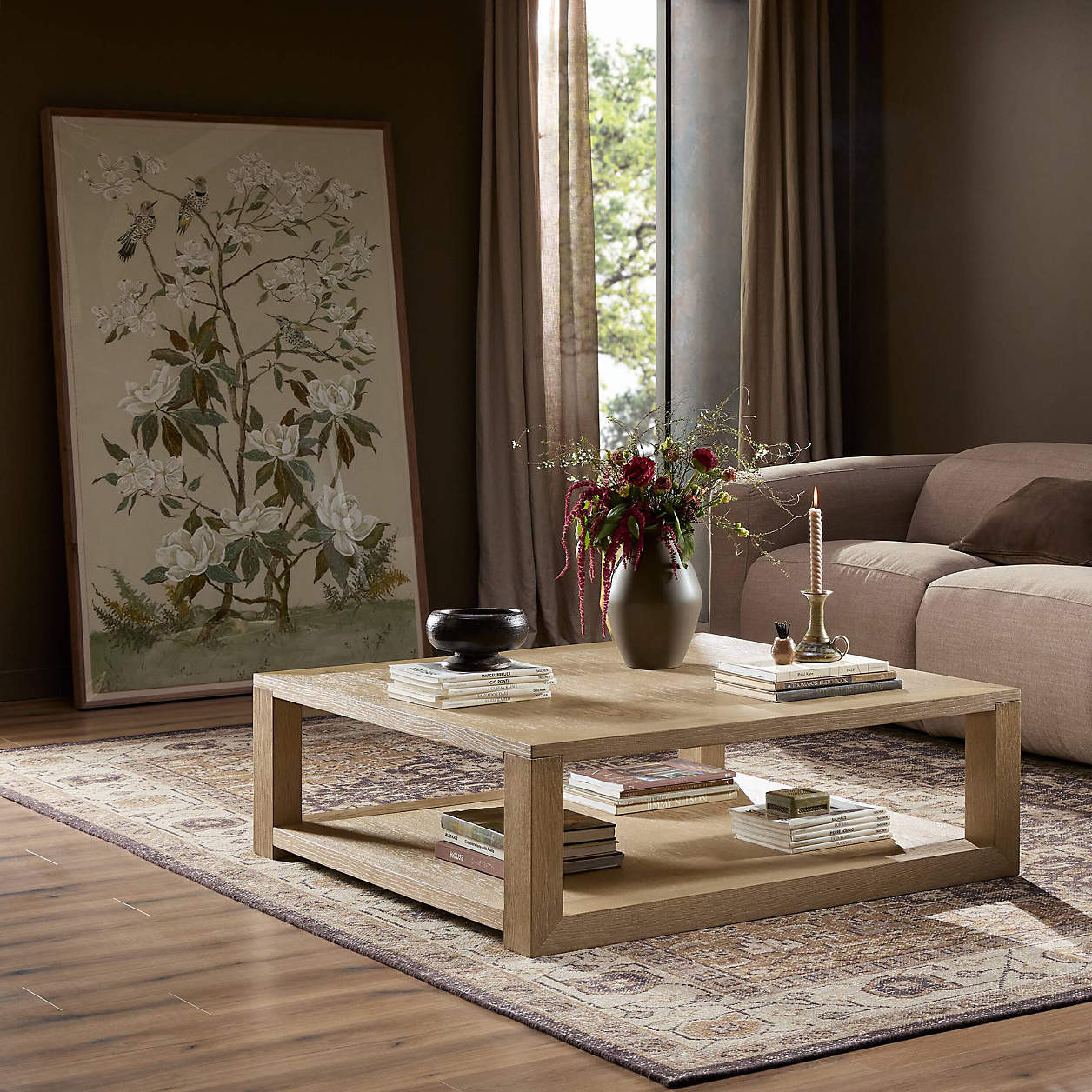 Blair Bleached Oak 47" Square Coffee Table | Crate & Barrel | Crate & Barrel