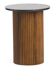 Wooden Marble Reeded Side Table | Marshalls