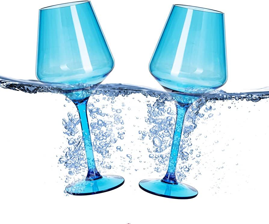 Floating Wine Glasses for Pool - Set of 2-15 OZ Shatterproof Poolside Wine Glasses, Tritan Plasti... | Amazon (US)