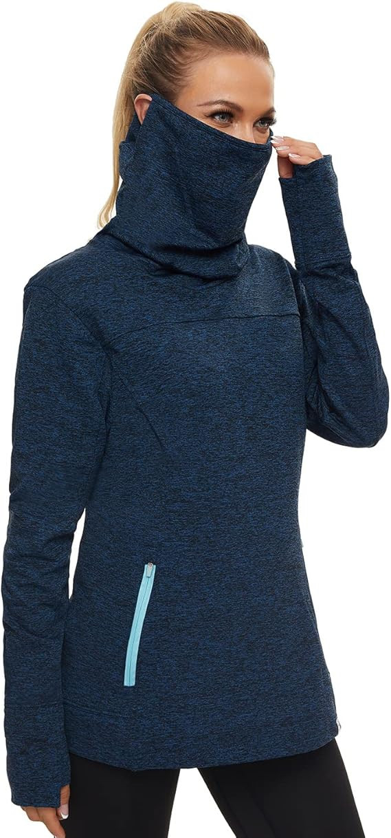 Soneven Women's Running Fleece Sweatshirts Cowl Neck Pullover Long sleeve Shirt with Thumb Holes ... | Amazon (US)