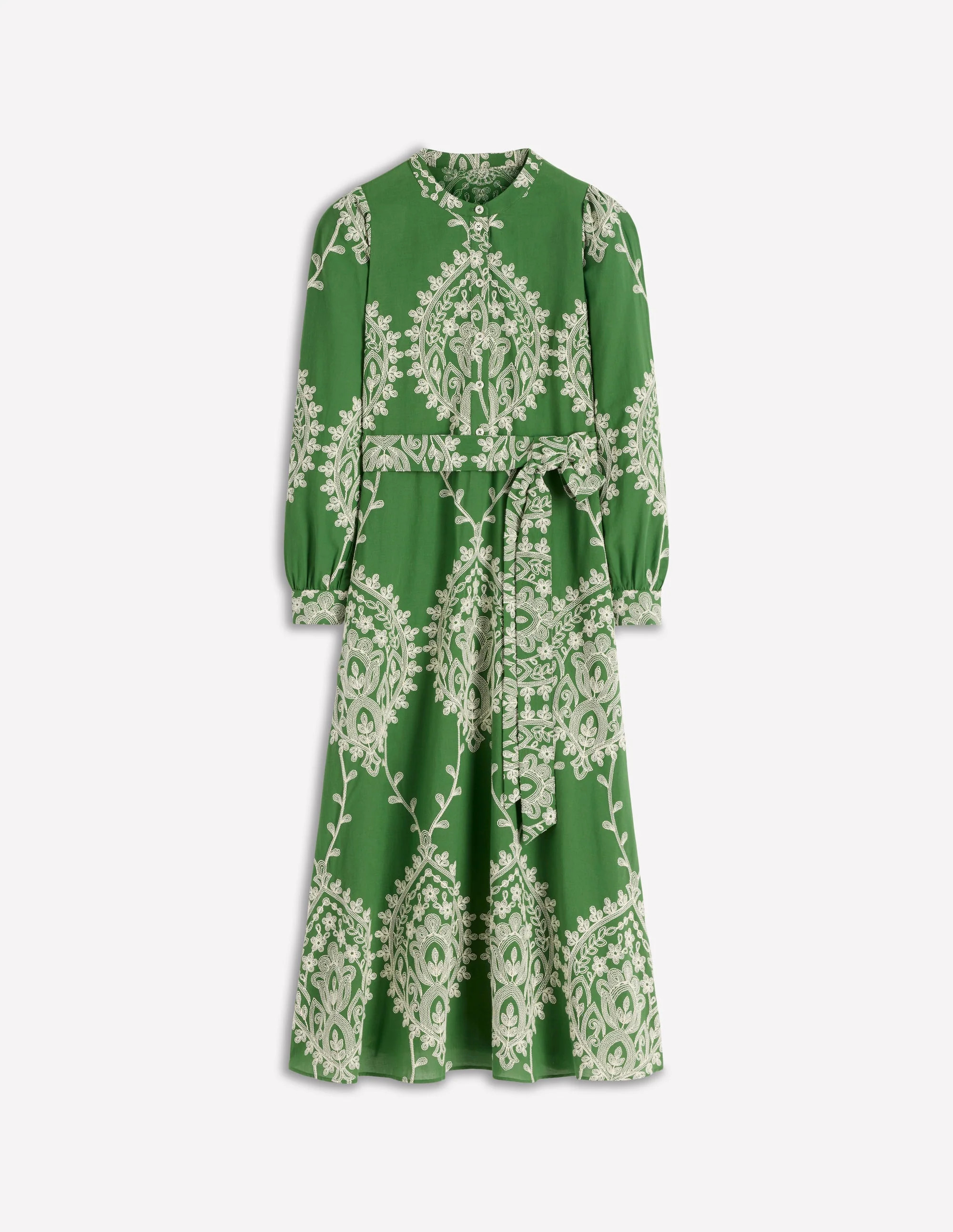 Ava Cotton Midi Dress-Green Broderie | Boden (US)