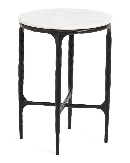 16x16x22 Marble Top Round Iron Side Table | TJ Maxx