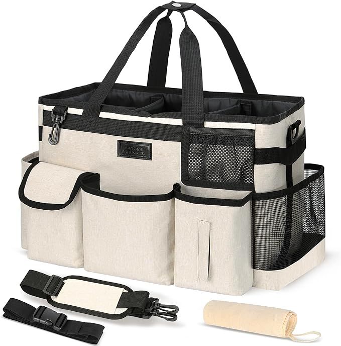 Cleaning Caddy Organizer with Handle - Large Caddy Bag for House & Bathroom Cleaning Supplies, 15... | Amazon (US)