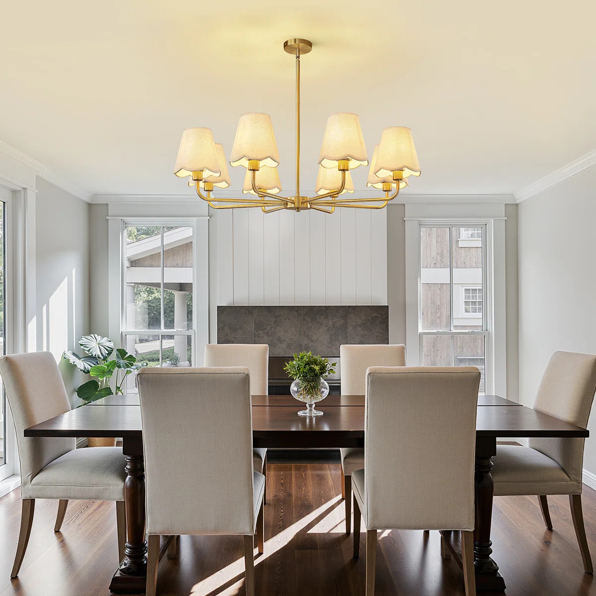 8-Light Modern Dimmable Chandelier With Fabric Shades | Wayfair North America