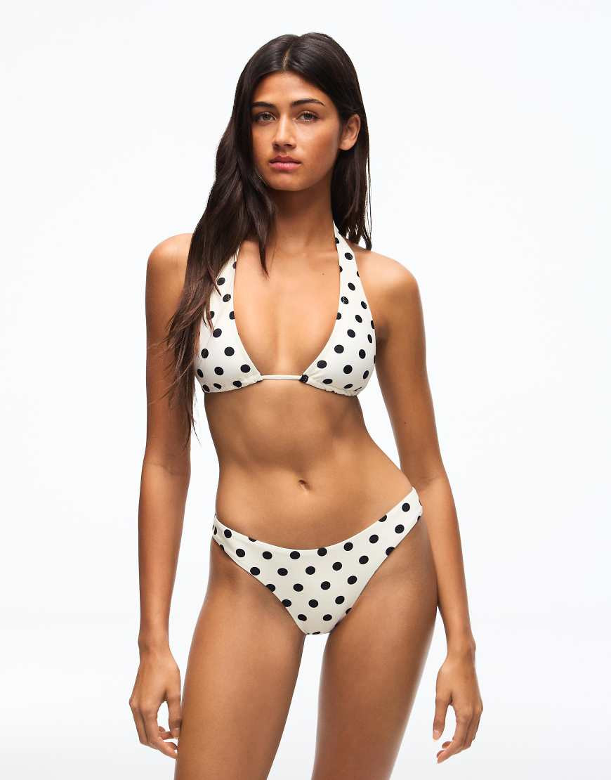 Bershka Polka dot bikini briefs in ecru-White | ASOS (Global)
