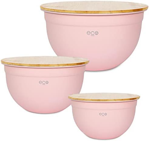 eco Home Stainless Steel Nesting Mixing Bowls Set of 3 with Bamboo Lids to Use as Servers and Measur | Amazon (US)