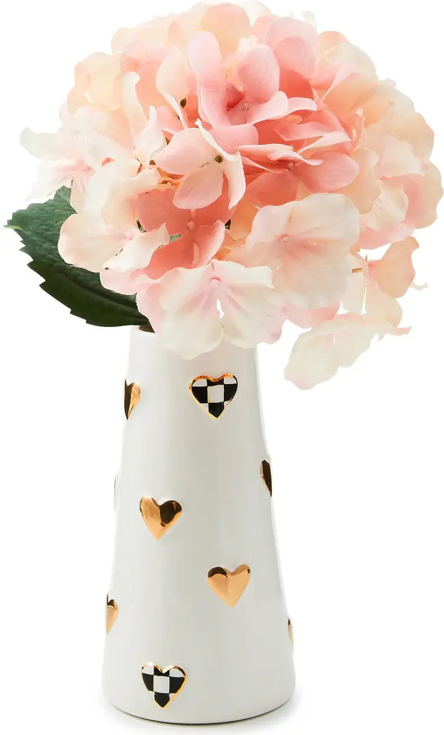 MACKENZIE CHILDS Courtly Check Short Heart Vase | Nordstrom | Nordstrom