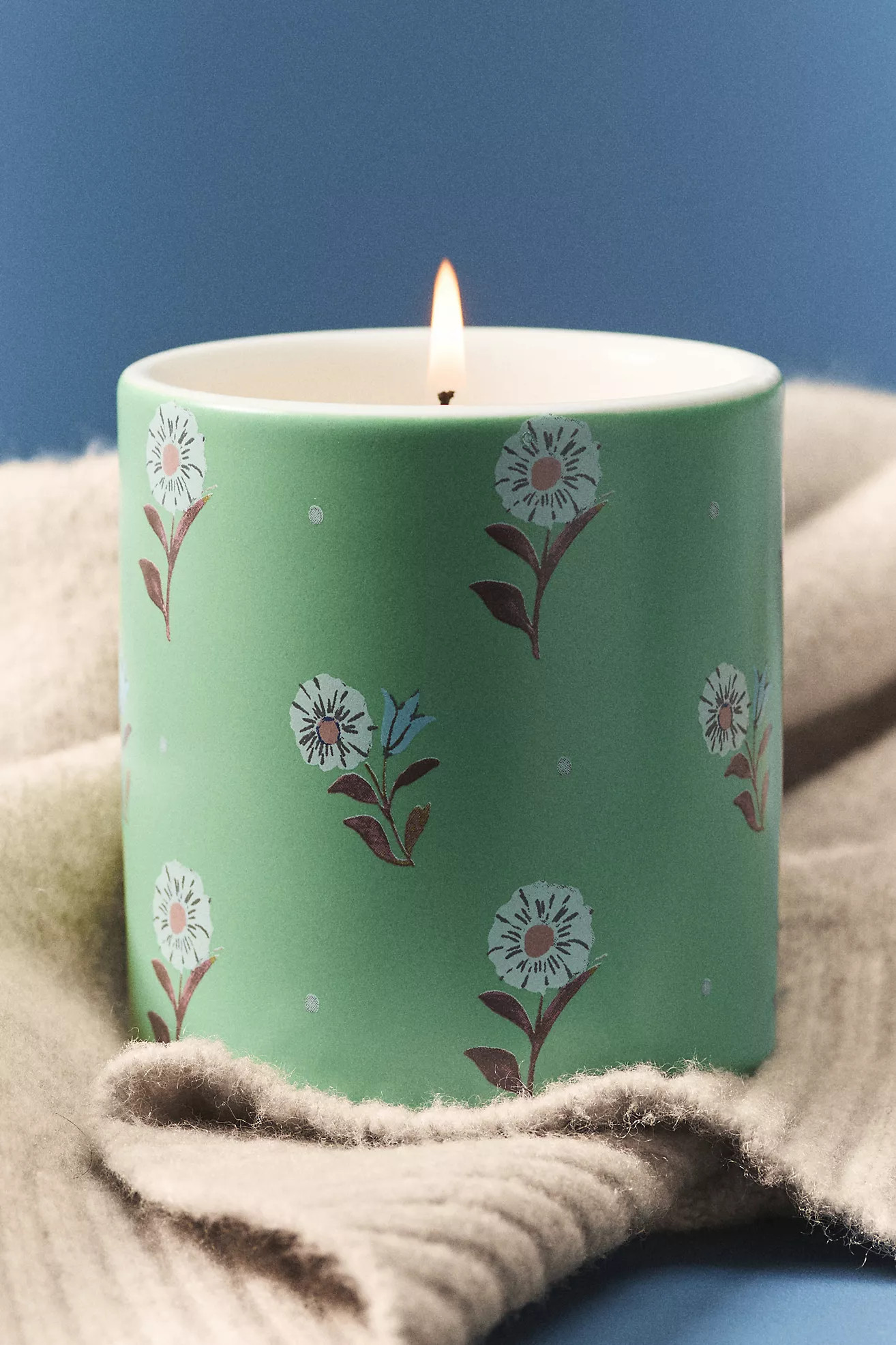 Spring Cottage Floral Golden Petals & Cashmere Ceramic Boxed Candle | Anthropologie (US)