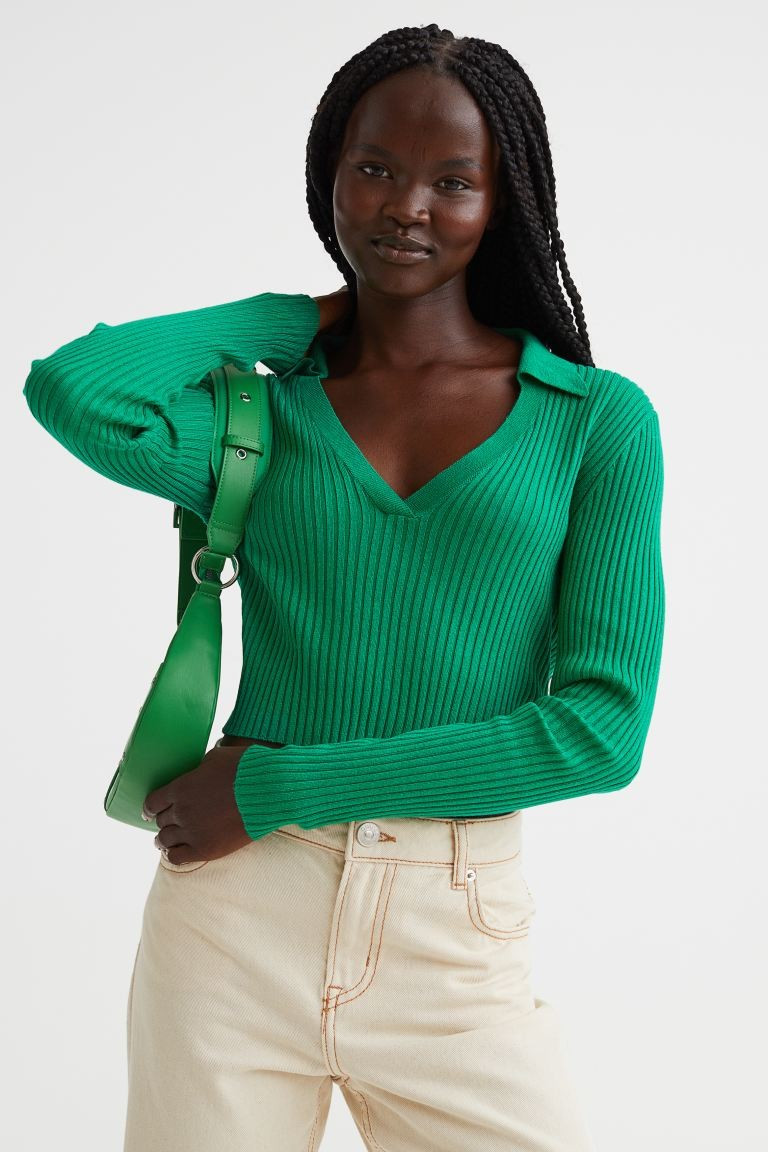 Collared Rib-knit Top | H&M (US + CA)