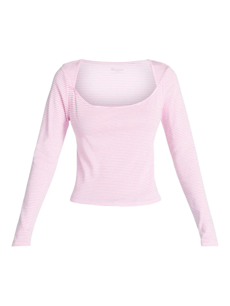 No Boundaries 90s Square Neck Top, Women’s XXS-XXL | Walmart (US)