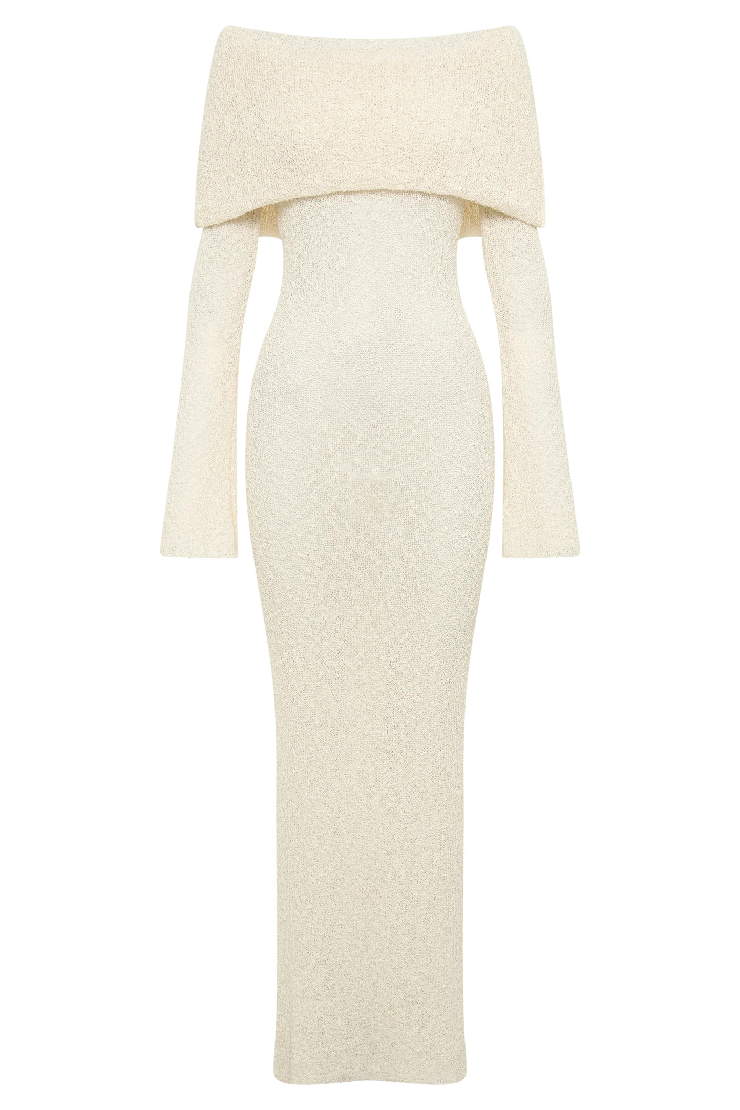 Marisol Off Shoulder Boucle Maxi Dress - Ivory | Meshki (APAC)