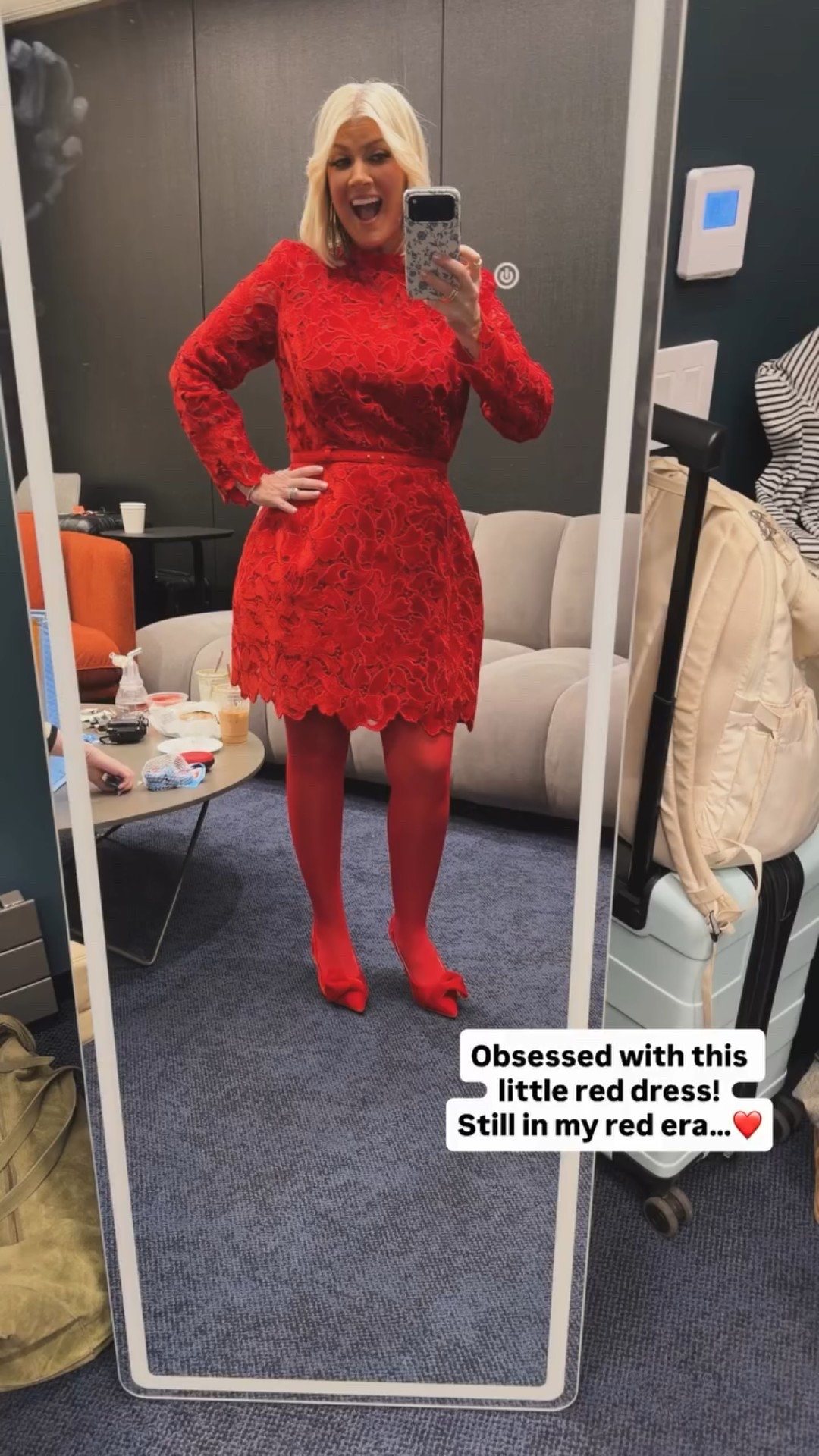 This red lace dress is stunning! One of my favorite holiday looks from my debut on Good Morning America! ❤️

#LTKdayinmylife #LTKHoliday #LTKootd