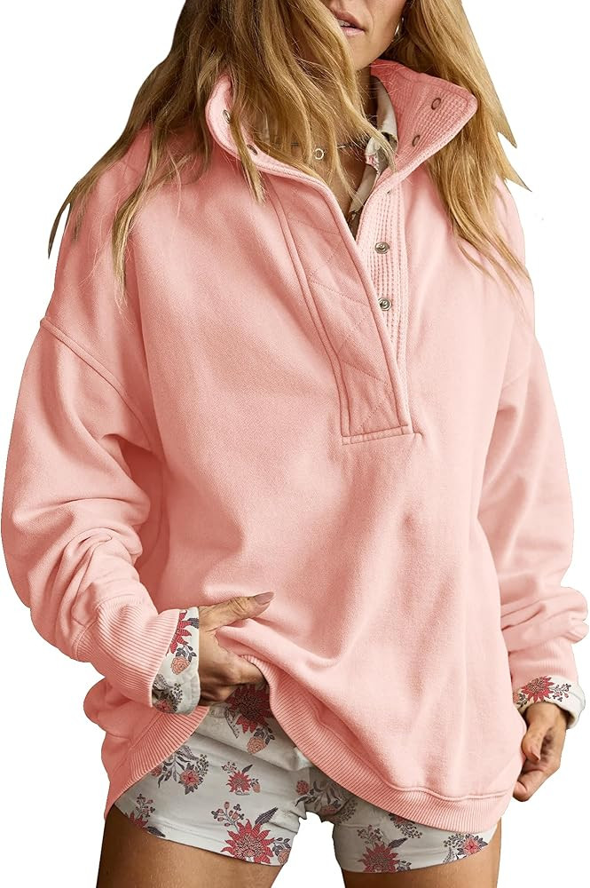 Gacaky Sweatshirt for Women Oversized Casual Long Sleeve Button Henley Neck Pullover Tops Fashion... | Amazon (US)