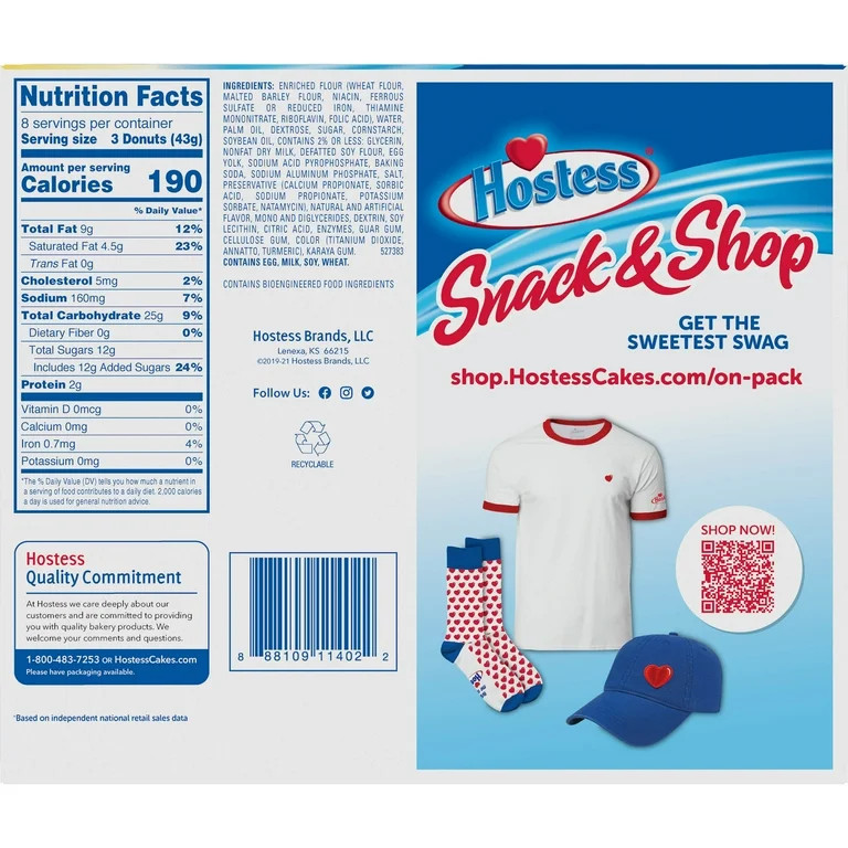 HOSTESS Powdered DONETTES Donuts Snack Pack, 8 count, 12.0 oz | Walmart (US)