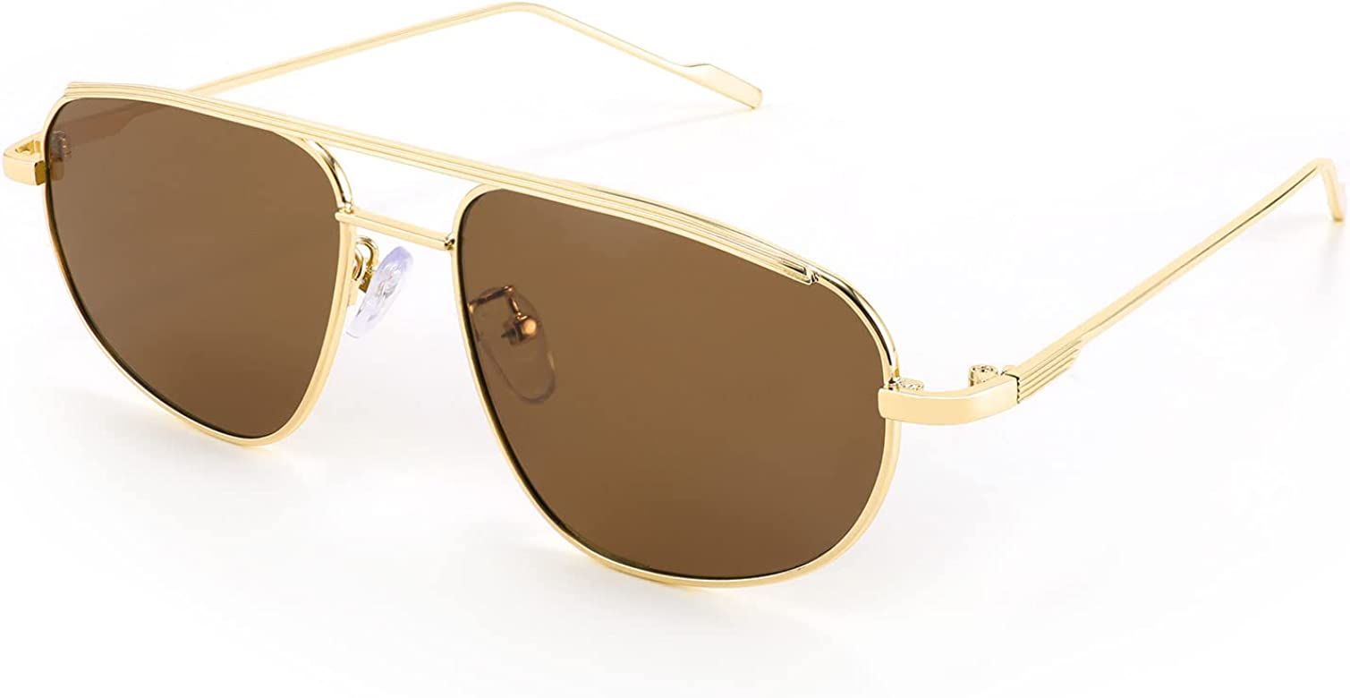FEISEDY Small Retro Sunglasses Women Men 90s Vintage Trendy Gold Metal Frame Oval Sun Glasses B2906 | Amazon (US)
