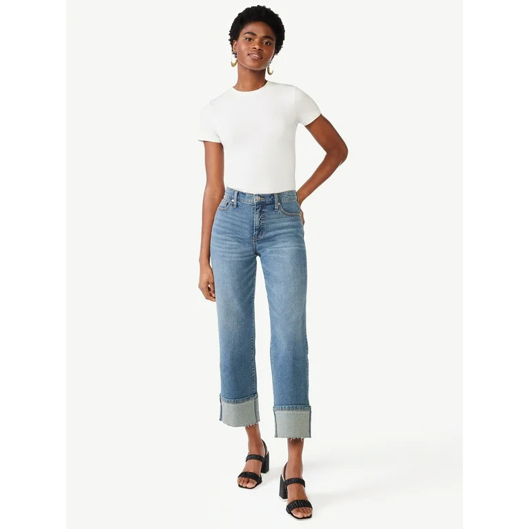 Scoop Women's Stretch Cotton Fitted Baby Tee with Short Sleeves, Sizes XS-XXL | Walmart (US)