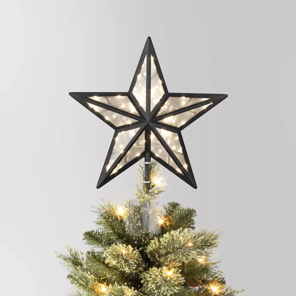 11.375" Lit Mirrored Star Christmas Tree Topper Black - Wondershop™ | Target