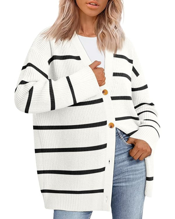 LILLUSORY Women Oversized Cardigan Sweater 2025 Fall Outfits Cloth Fashion V Neck Knit Button Fro... | Amazon (US)
