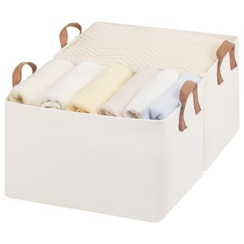 StorageWorks Storage Bins, Shelves Baskets for Organizing, Large Fabric Closet Organizers with Ha... | Amazon (US)