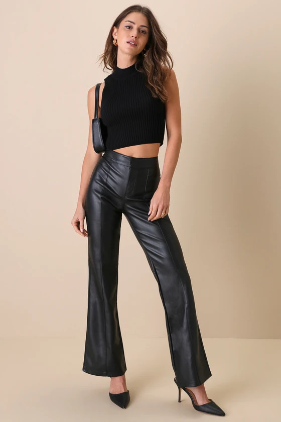 Uptown Black High-Rise Vegan Leather Pants | Lulus
