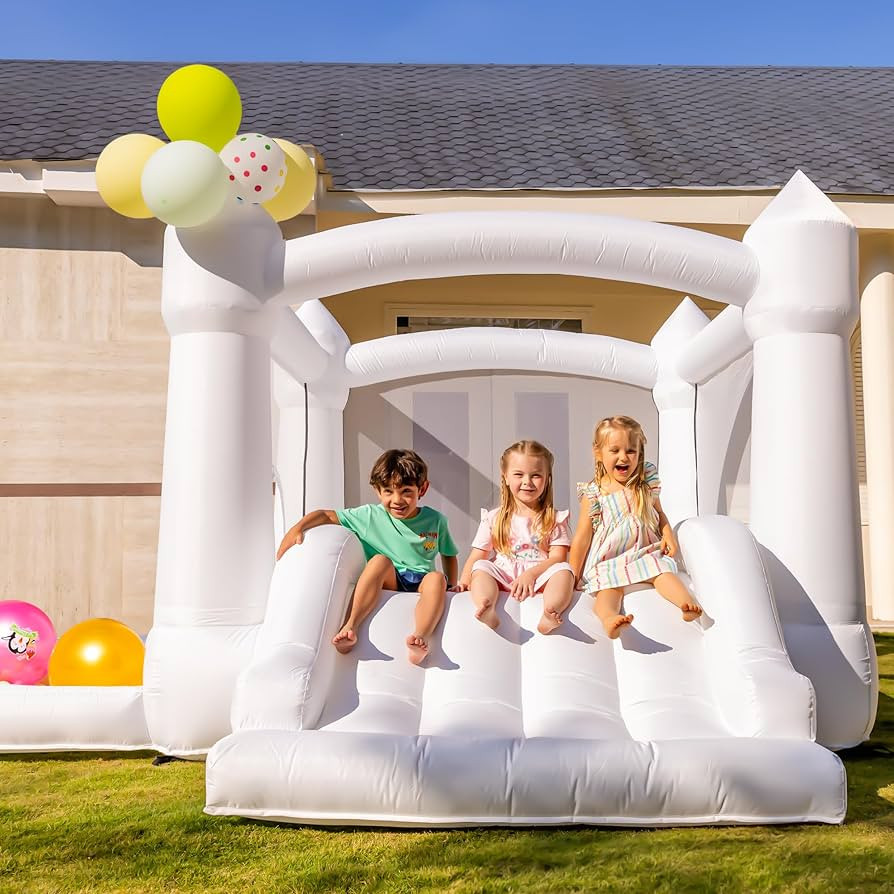 Outfunny Inflatable Bounce House, White Indoor Bouncy House for Kids 3-12 | Amazon (US)