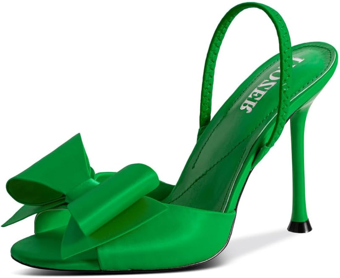 Satin High Heels Slingback Open Toe Mules Sandals Bow Stiletto Sexy Heels Comfortable Wedding Par... | Amazon (US)
