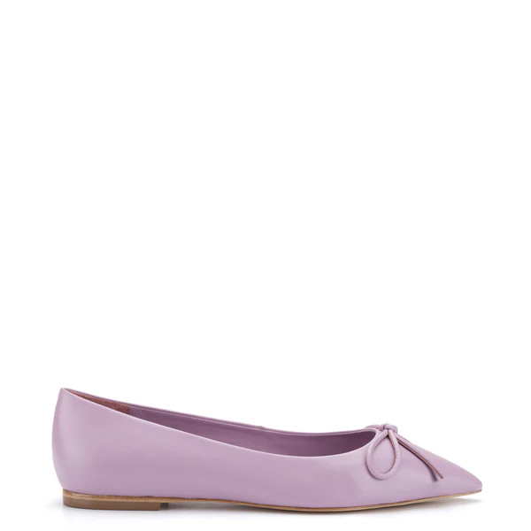 Lee Flat In Lavender Leather | Larroude