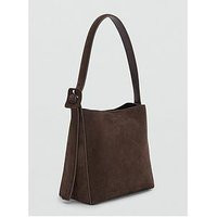 Mango Suede Leather Shopper Bag - Brown | Very (UK)