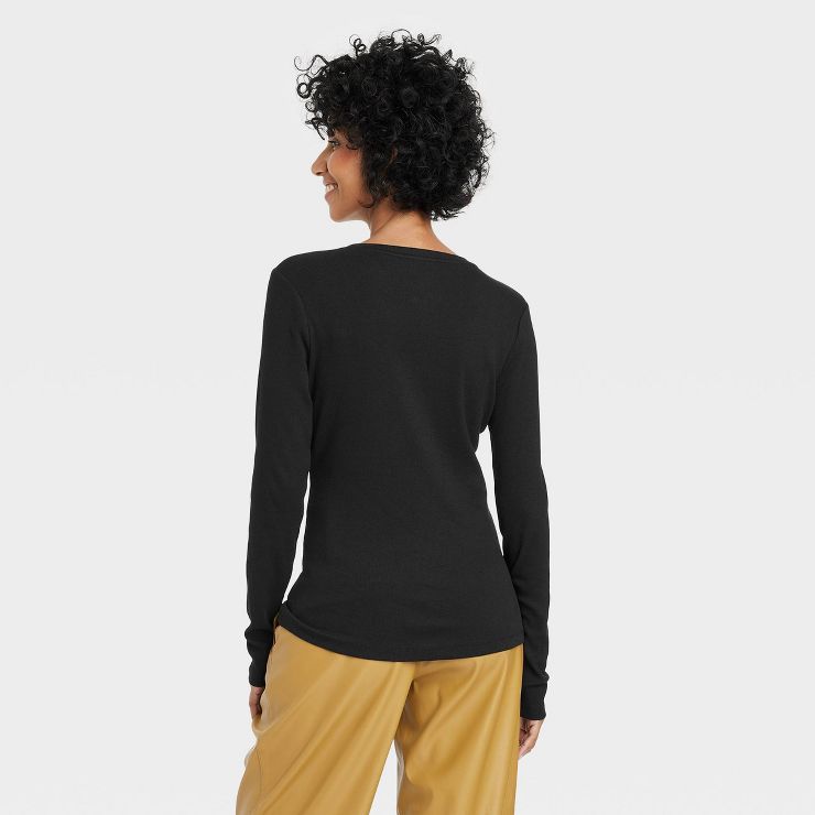 Women's Long Sleeve Ribbed Scoop Neck T-Shirt - A New Day™ | Target