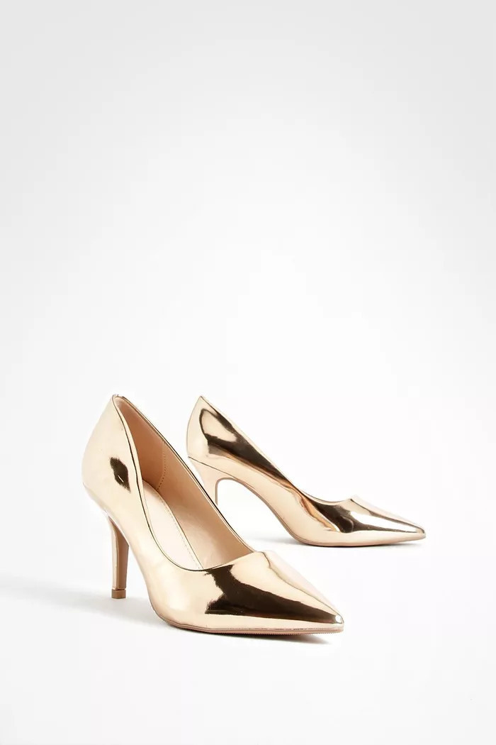 Patent Metallic Court Shoes | boohoo (US & Canada)