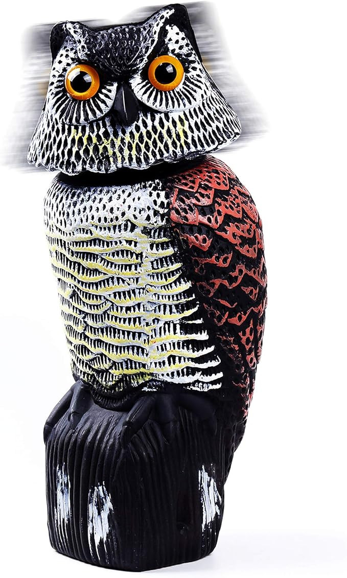 Hedoc Owl Decoy with Rotating Head, Natural Enemy Scarecrow Fake Owls to Scary Birds Away, Bird C... | Amazon (US)