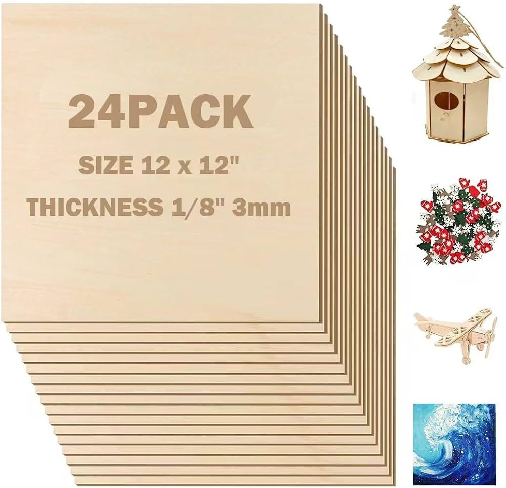 Basswood Sheets 1/8 X 12 X 12 Inch, 3 mm Plywood Sheets Balsa Wood Sheet Craft Wood Unfinished Wo... | Amazon (US)