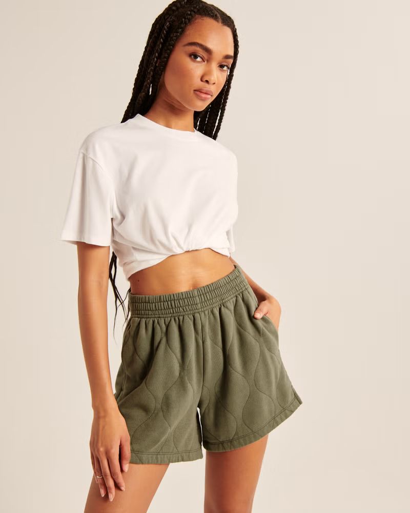 Women's High Rise Quilted Shorts | Women's Bottoms | Abercrombie.com | Abercrombie & Fitch (US)