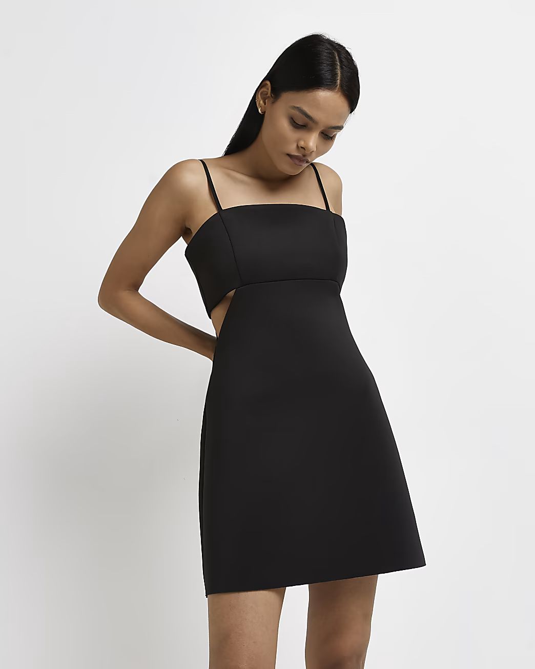 Black cut out mini dress | River Island (UK & IE)