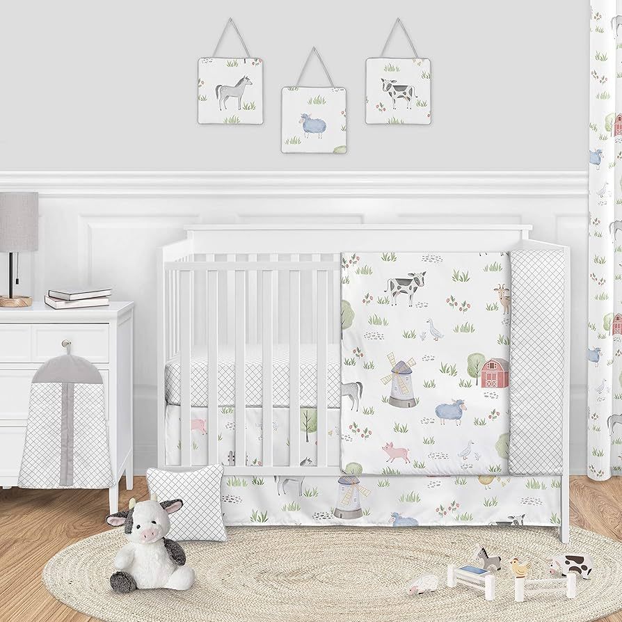Sweet Jojo Designs Farm Animals Baby Boy or Girl Nursery Crib Bedding Set - 11 Pieces - Watercolo... | Amazon (US)