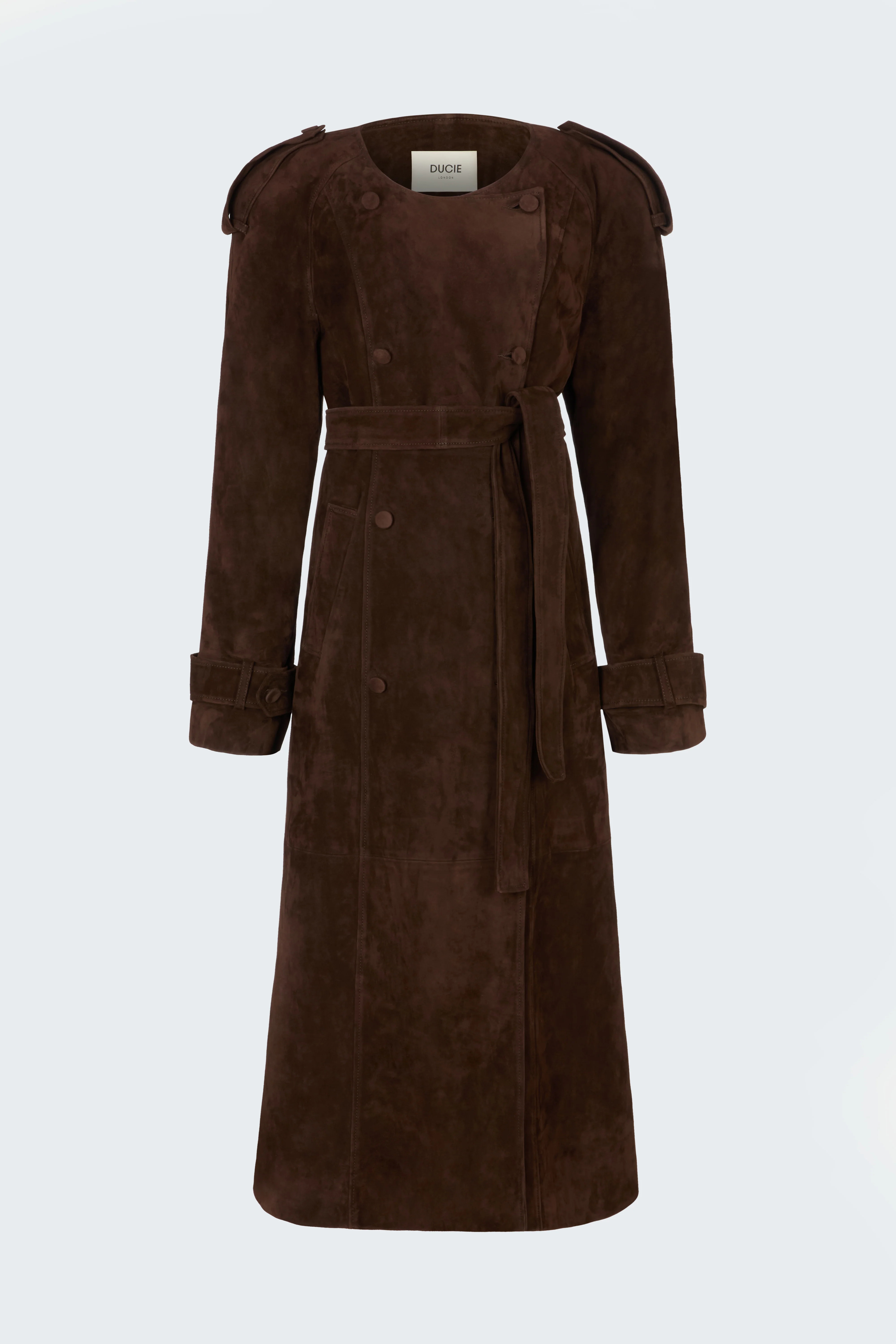 Klarissa Suede Trench Coat | DUCIE