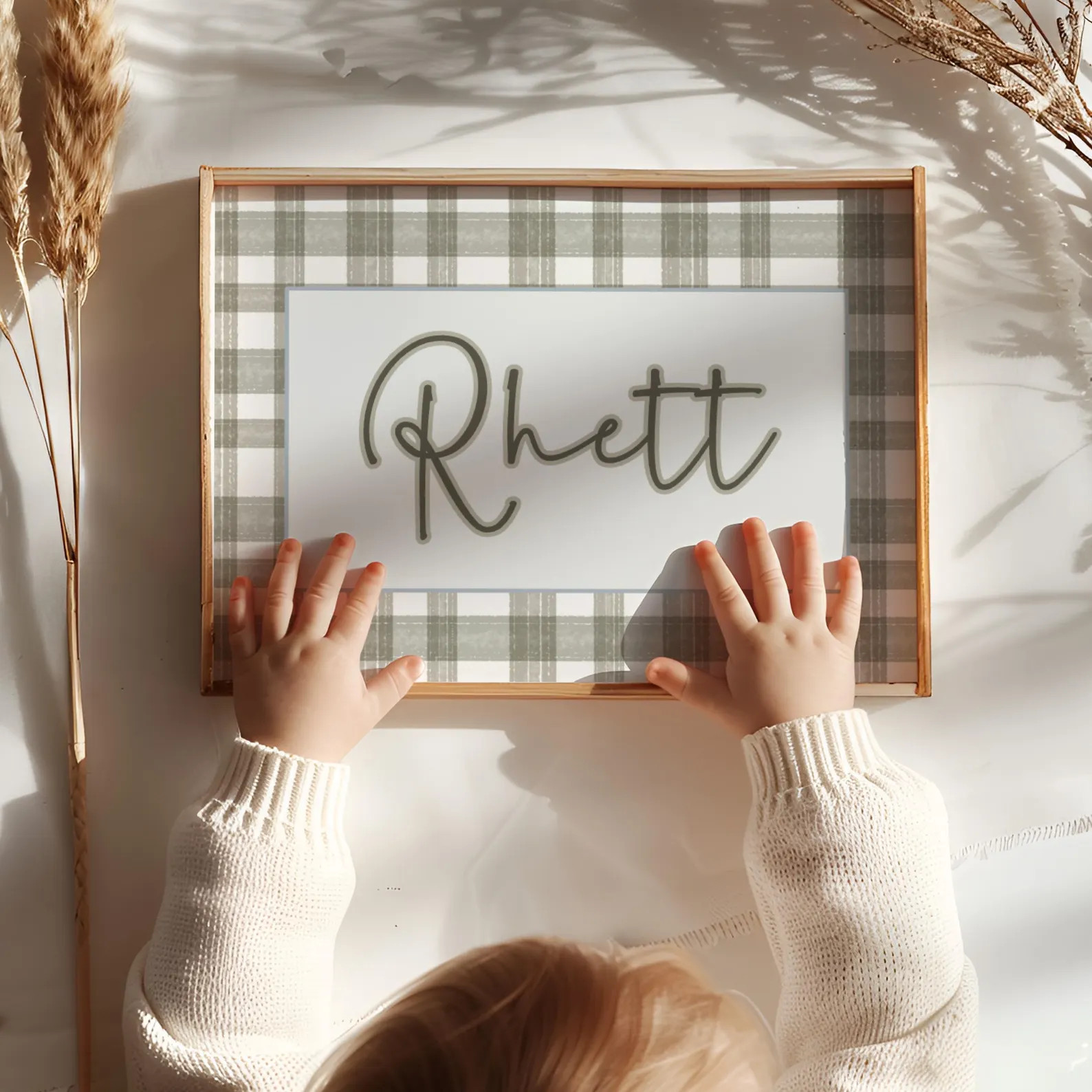 custom name nursery sign personalized boy playroom sign blue gingham nursery wall art personalize... | Etsy (Global)