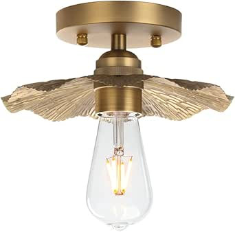 Pathson Vintage Metal Ceiling Light Fixture Brass Finished, Split Flower Design Ceiling Lighting,... | Amazon (US)