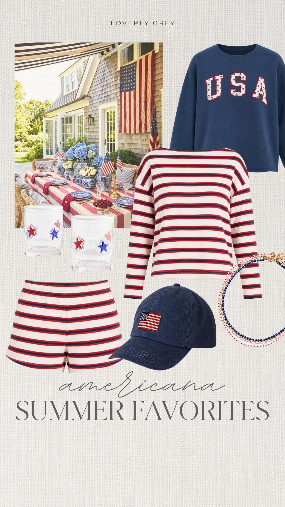 Nothing says summer quite like a classic Americana moment. This striped set paired with the navy hat and beaded necklace is perfect for fourth of July. Whether you're hosting a backyard gathering or heading out for a holiday weekend, these pieces are ready for the occasion.

#LTKSeasonal #LTKdayinmylife #LTKHome