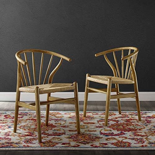 Modway Flourish Spindle Wood Dining Side Chair Set of 2 in Natural | Amazon (US)